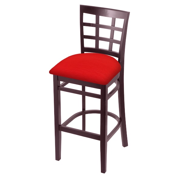 25" Counter Stool, Dark Cherry Finish, Canter Red Seat